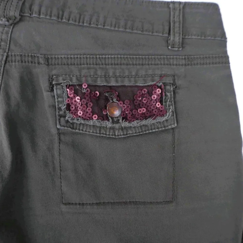 Maurices Shorts Olive Green Sequin Copper Cotton Spandex 5 6